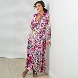 Soft Surroundings Palmero Soho Button Front Maxi Dress